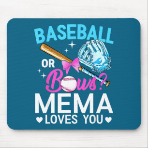 Baseball or bows mema loves gender reveal boy or mouse mat