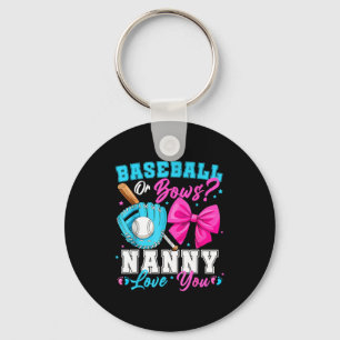 Baseball Or Bows Nanny Loves You Gender Reveal Fam Key Ring