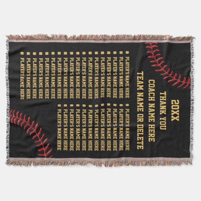 Baseball or Softball Coach Gift Ideas, ALL Players Throw Blanket (Front)