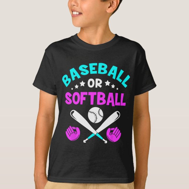 Baseball Or Softball Gender Reveal T-Shirt (Front)