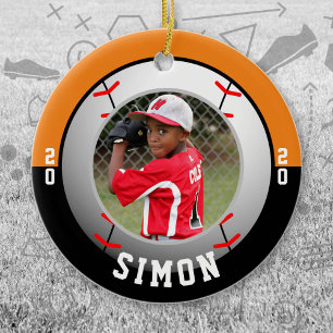 Baseball Orange Black Team Colours Ceramic Tree Decoration
