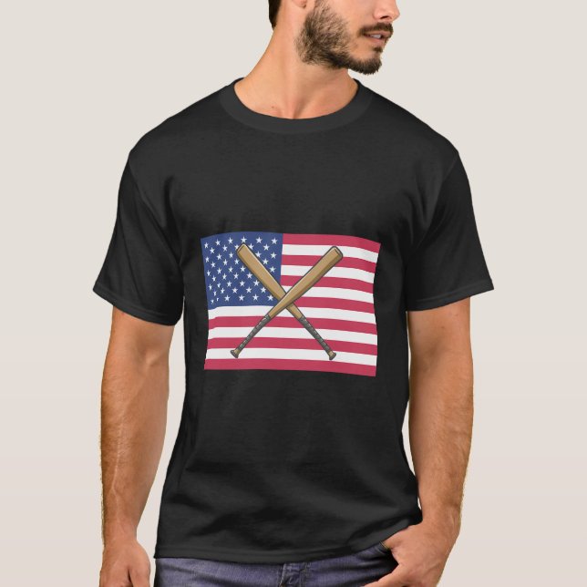 Baseball Outfit Usa American Flag Gifts Baseball T-Shirt (Front)
