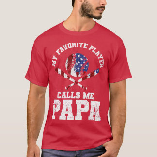 Baseball Papa Father USA Flag T-Shirt