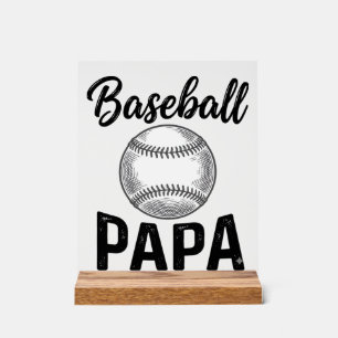 Baseball Papa Vintage Engraving Shirt Design_1 Acrylic Sign