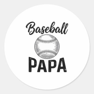 Baseball Papa Vintage Engraving Shirt Design_1 Classic Round Sticker