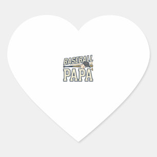 Baseball Papa Vintage Engraving Shirt Design_1 Heart Sticker