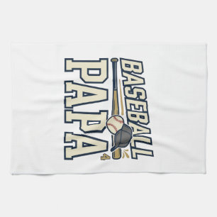 Baseball Papa Vintage Engraving Shirt Design_1 Tea Towel