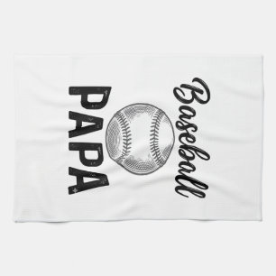 Baseball Papa Vintage Engraving Shirt Design_1 Tea Towel