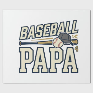 Baseball Papa Vintage Engraving Shirt Design_1 Wrapping Paper