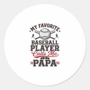 Baseball Papa Vintage Engraving Vector Design_1 Classic Round Sticker