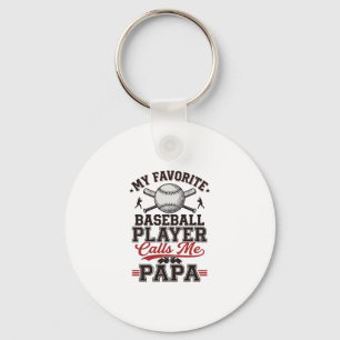 Baseball Papa Vintage Engraving Vector Design_1 Key Ring