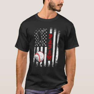 Baseball Papaw American Flag Vintage Baseball T-Shirt