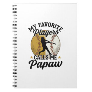 Baseball Papaw Favourite Players Vintage Shirt Des Notebook