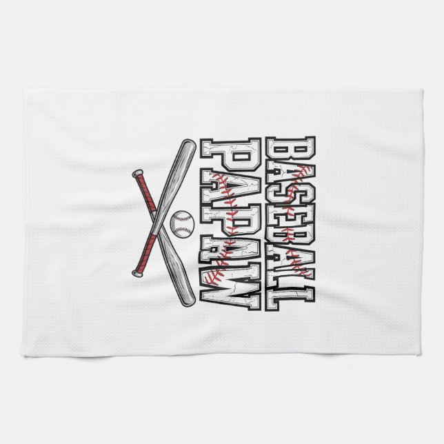 Baseball Papaw Vintage Engraving Design_1 Tea Towel (Horizontal)
