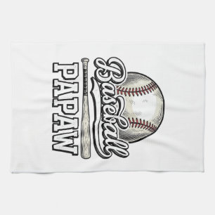 Baseball Papaw Vintage Engraving Shirt Design_1 Tea Towel
