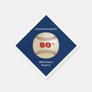 Baseball Paper Napkins, 80th Birthday Party Napkin
