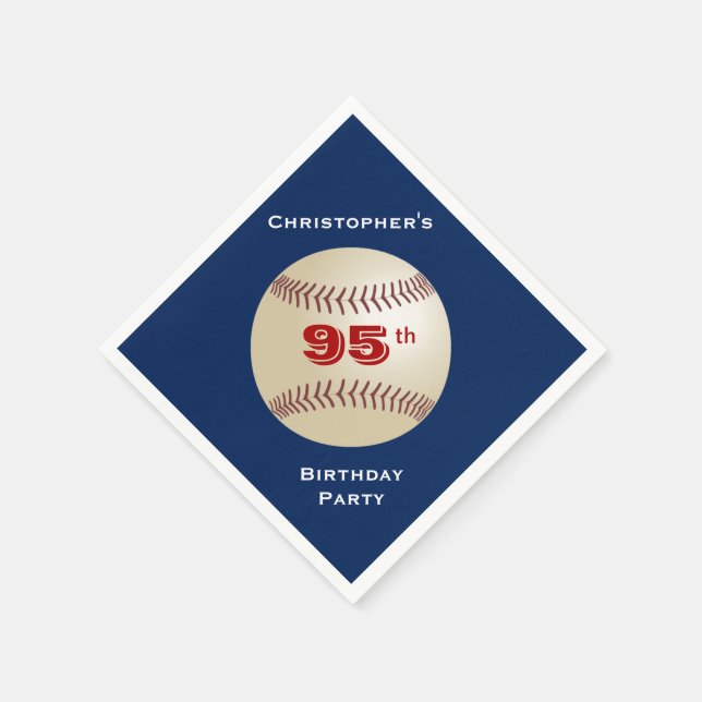 Baseball Paper Napkins, 95th Birthday Party Napkin (Corner)