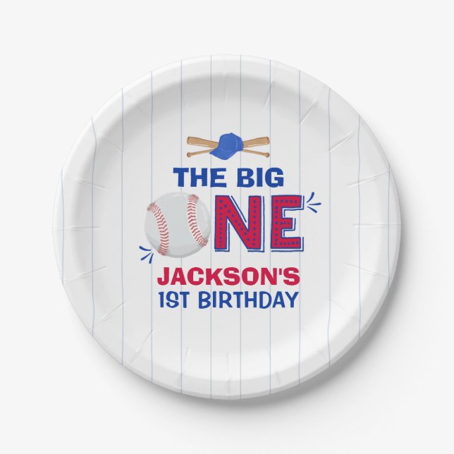 Baseball Paper Plate Baseball 1st Birthday Party (Front)