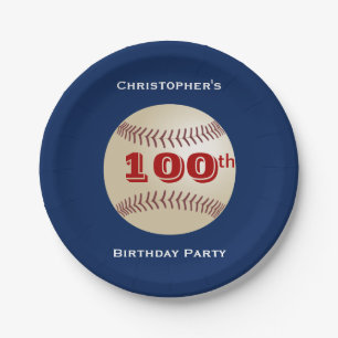 Baseball Paper Plates, 100th Birthday Party Paper Plate
