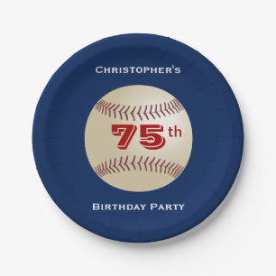 Baseball Paper Plates, 75th Birthday Party Paper Plate