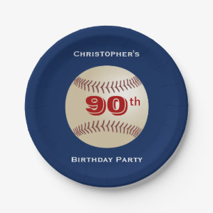 Baseball Paper Plates, 90th Birthday Party Plate