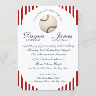 Baseball Park Stripes Wedding Invitation