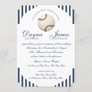 Baseball Park Stripes Wedding Invitation