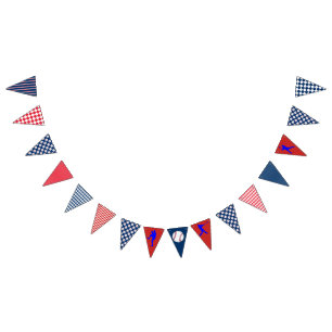 Baseball Party Blue Red Bunting Flag