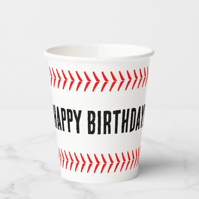 Baseball Party Custom Text Personalised Paper Cups (Left)