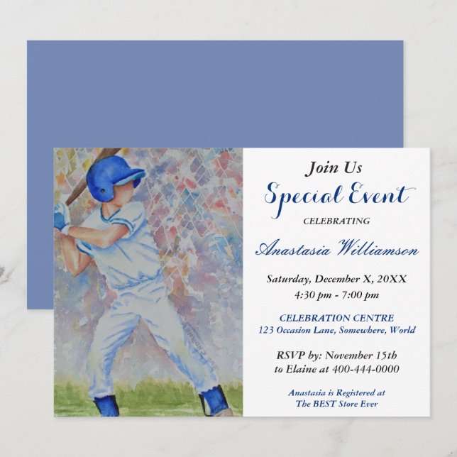 BASEBALL PARTY EVENT INVITE (Front/Back)