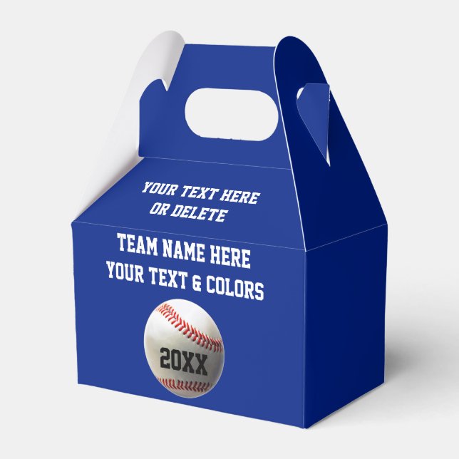 Baseball Party Favour Bags Boxes Your Text, Colour (Front Side)