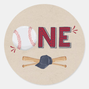 Baseball Party Favour Tag Vintage Baseball Sticker