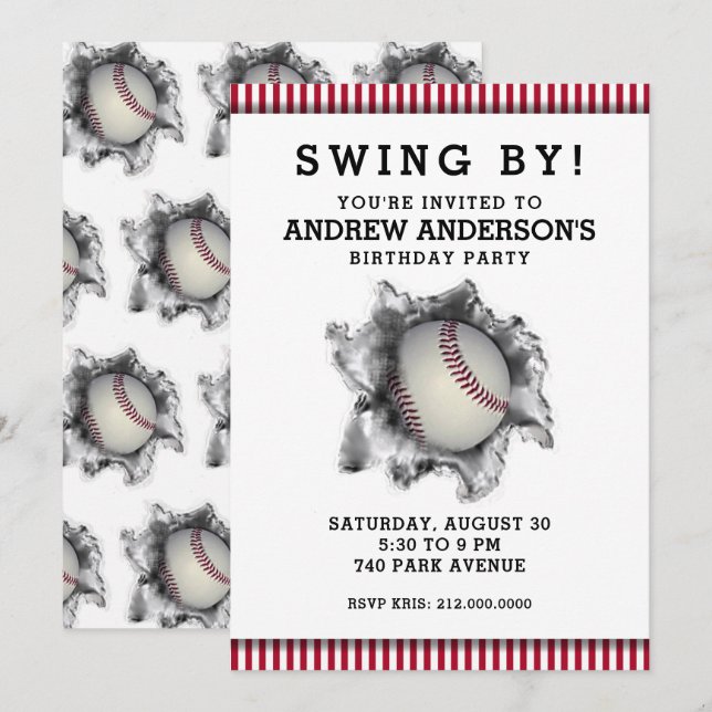 Baseball Party Invitation (Front/Back)