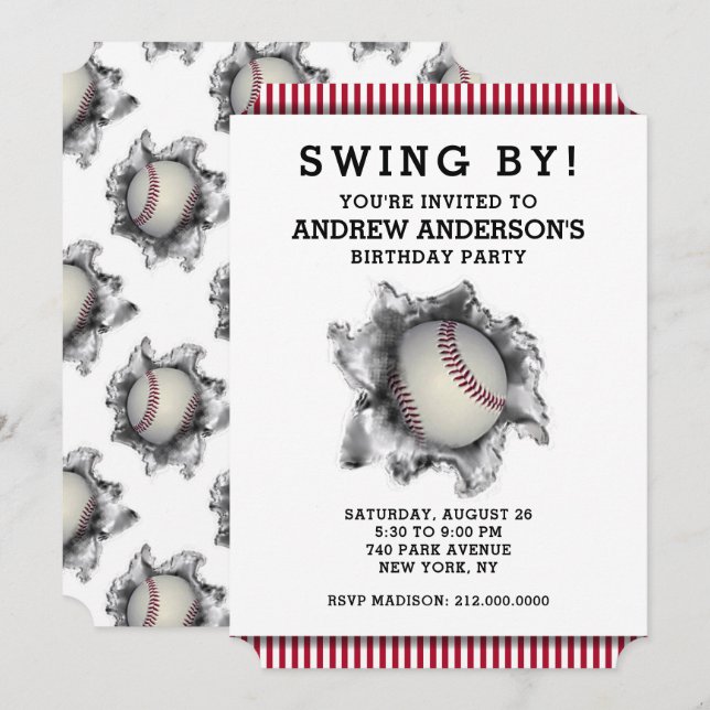 Baseball Party Invitation (Front/Back)