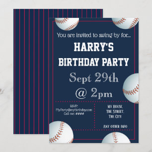 Baseball Party Invitation Editable