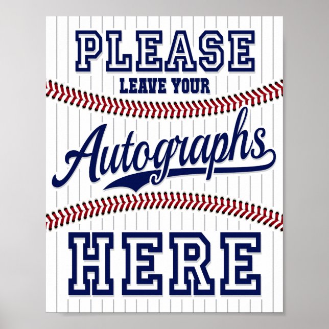 Baseball Party LEAVE YOUR AUTOGRAPHS Sign Print (Front)