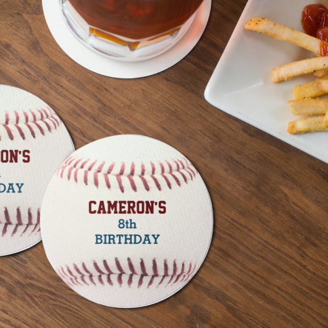 Baseball Party Round Paper Coaster (Creator Uploaded)