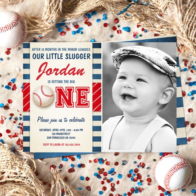 Baseball Party Slugger Rookie Sports Boy Birthday Invitation (Creator Uploaded)