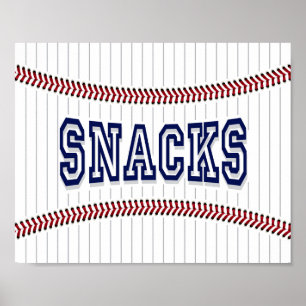Baseball Party SNACKS Sign Print