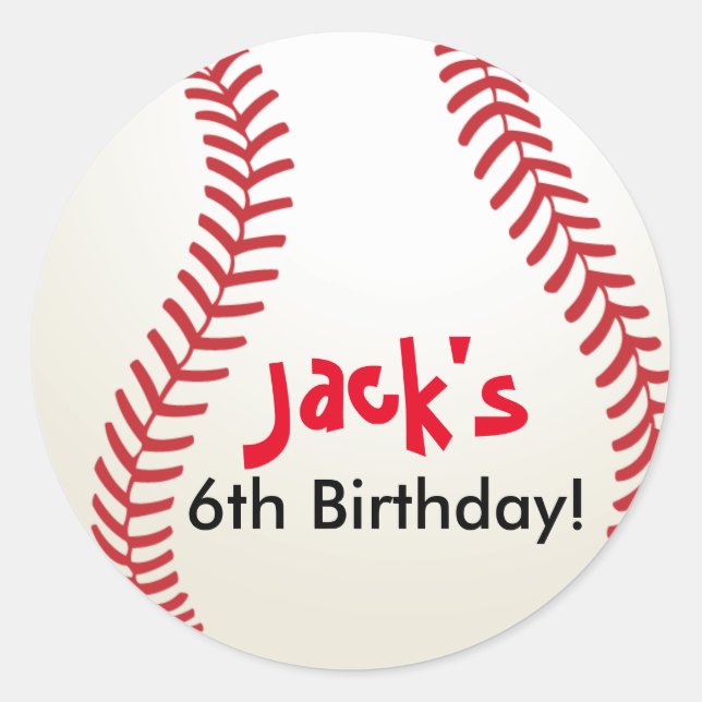 Baseball party Sports Birthday Stickers (Front)