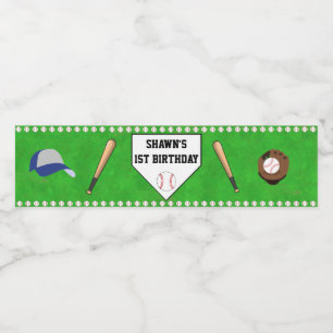 Baseball Party Water Bottle Label