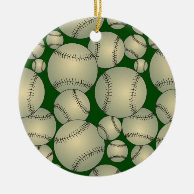 Baseball Pattern Ceramic Tree Decoration (Front)