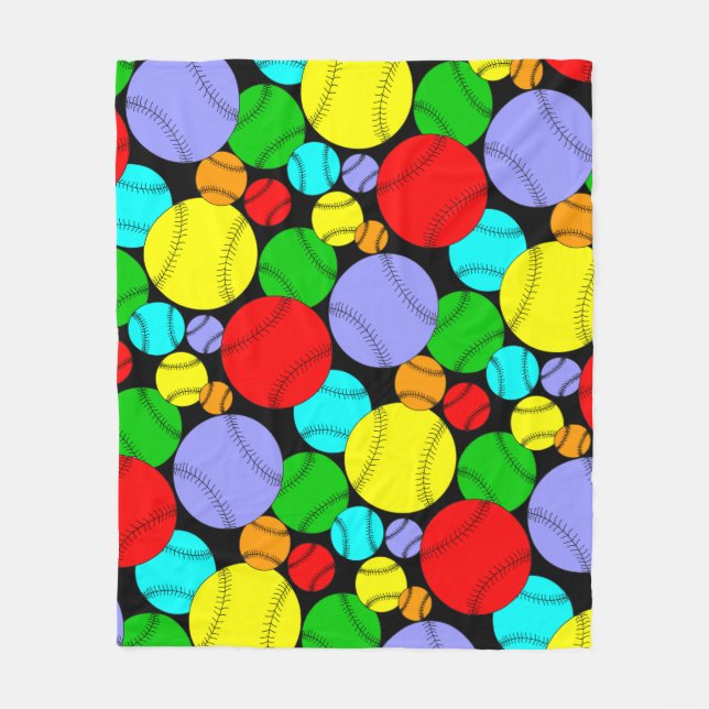 Baseball Pattern Fleece Blanket (Front)