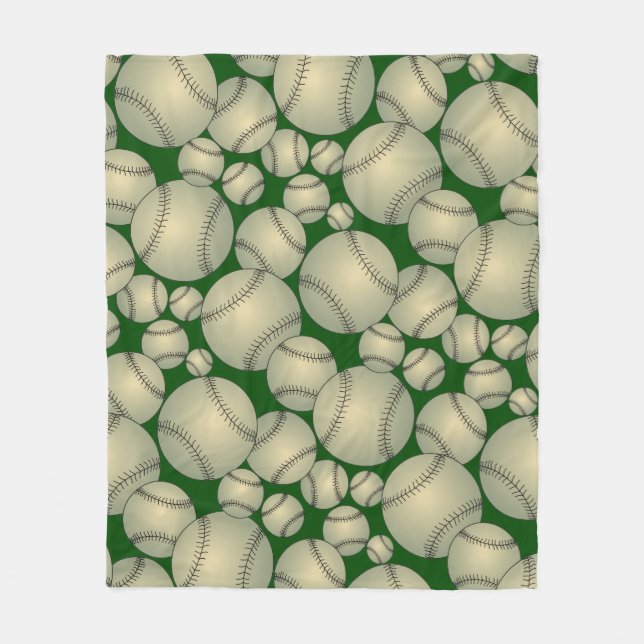 Baseball Pattern Fleece Blanket (Front)