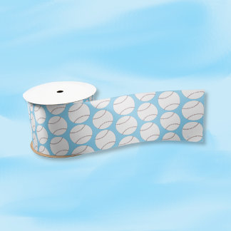 Baseball Pattern Light Blue Ribbon Satin Ribbon