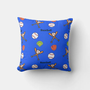 Baseball pattern on blue cushion