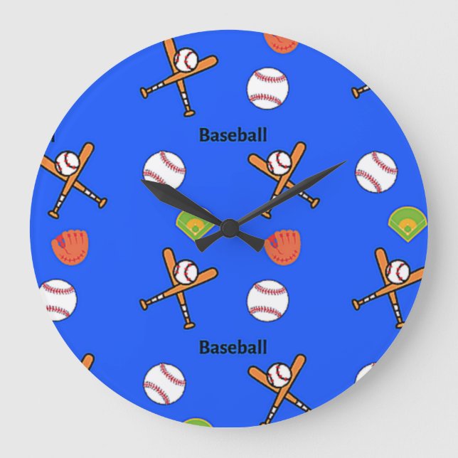 Baseball pattern on blue large clock (Front)