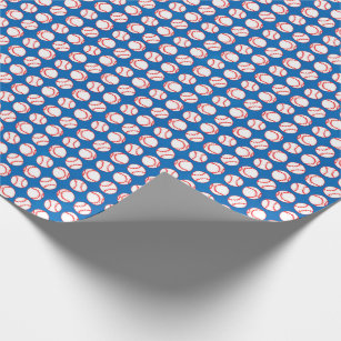 Baseball Pattern on Blue Wrapping Paper