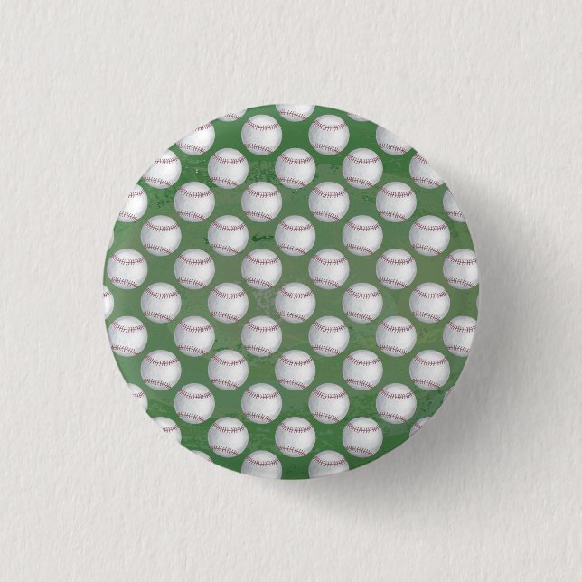 Baseball Pattern on Green 3 Cm Round Badge (Front)