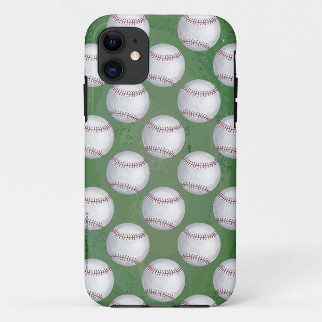 Baseball Pattern on Green Case-Mate iPhone Case (Back)